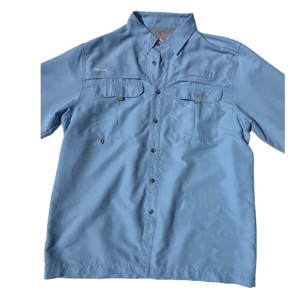 Habit Mens Solar Factor Fishing Shirt Blue UPF 40 Venting Performance Large L/G